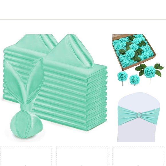 Other - AQUA Party Decor Wedding . Napkins and 3" Foam Flowers.